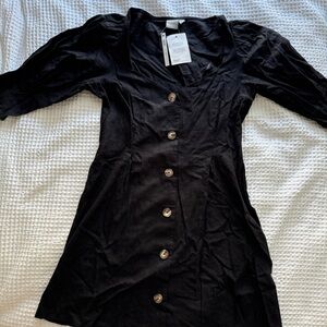 Elegant Black Button-Down Dress